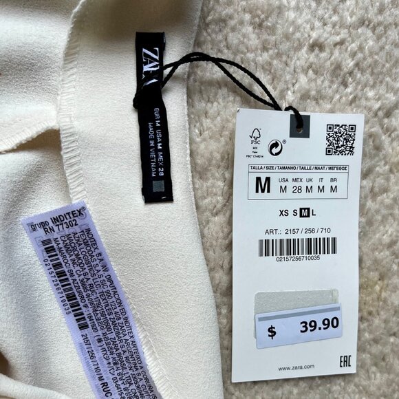 SOLD: Stunning White Bodysuit Top by ZARA - NWT - Looks AMAZING. Size M - Picture 5 of 8